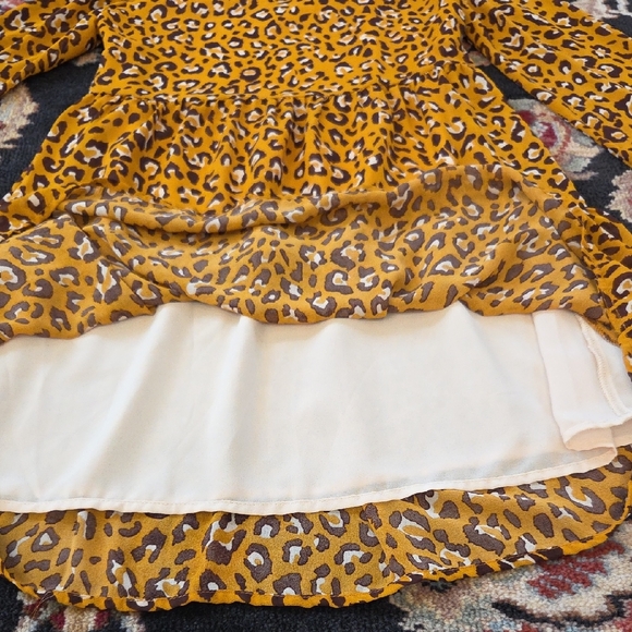 NWOT THML Women's Dress in Yellow Leopard Print - Picture 3 of 5